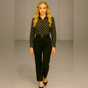 Miu Miu Black and Gold Button-Down Shirt